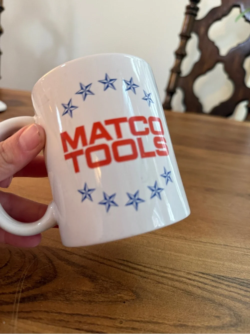 Matco Tools White Mug with Red Logo & Blue Stars